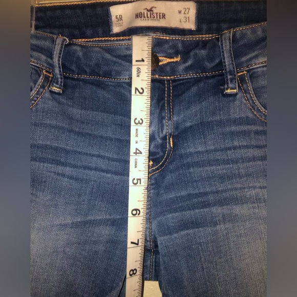 Women's-Junior Hollister Distressed Denim Blue Jeans Sz 5R - Picture 7 of 8